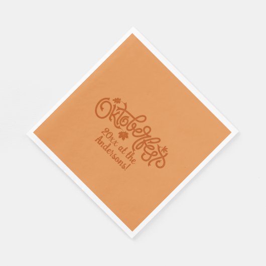 Serviette En Papier Oktoberfest Année Nom Texte Brown au déjeuner (Coin)