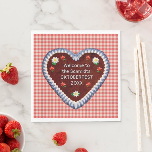Serviette En Papier Oktoberfest Heart (personnalisable) (En situation)