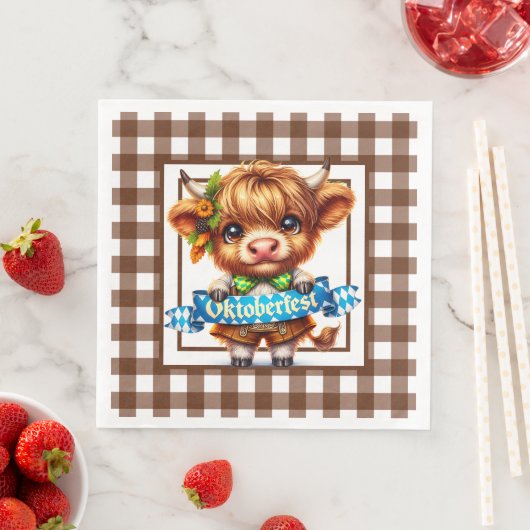 Serviette En Papier Oktoberfest Highland Cow (En situation)