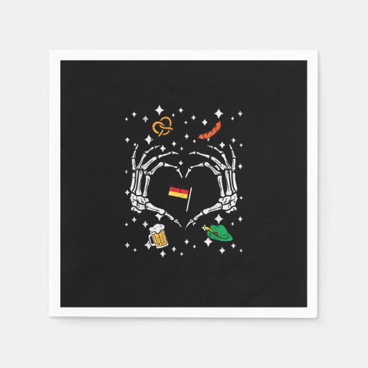 Serviette En Papier Oktoberfest Skeleton Drapeau de coeur main alleman (Devant)