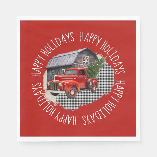 Serviette En Papier Old Barn With Red Truck Paper Napkin (Devant)