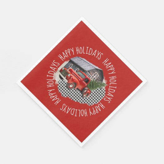 Serviette En Papier Old Barn With Red Truck Paper Napkin (Coin)