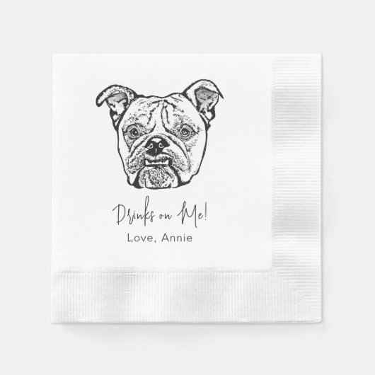 Serviette En Papier Old English Bulldog Boisson Personnalisé Sur Moi (Devant)