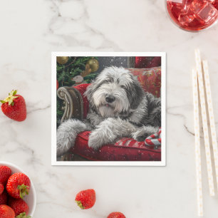 Serviette En Papier Old English Sheepdog Festive de Noël