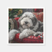 Serviette En Papier Old English Sheepdog Festive de Noël (Devant)