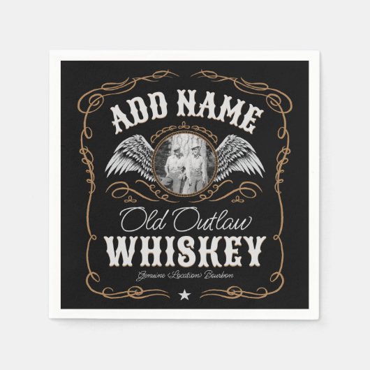 Serviette En Papier Old Moonshine Whiskey Étiquette AJOUTER PHOTO Nom  (Devant)