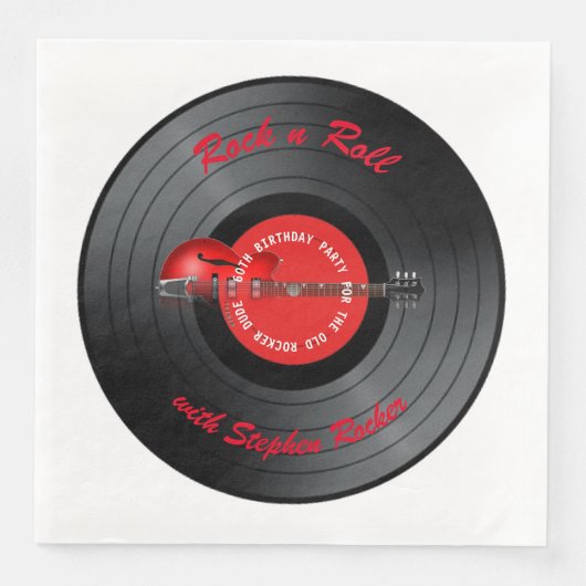 Serviette En Papier Old Rocker Dude Guitare Record Anniversaire (Devant)