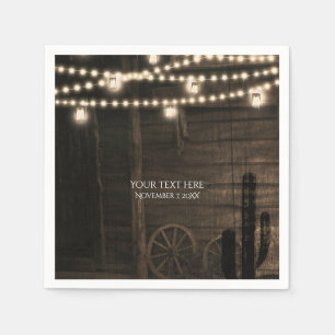 Serviette En Papier Old Western Saloon & Lumières Rustique Mariage