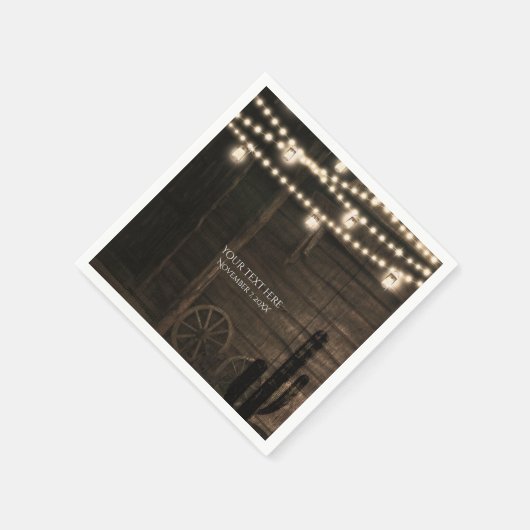 Serviette En Papier Old Western Saloon & Lumières Rustique Mariage (Coin)