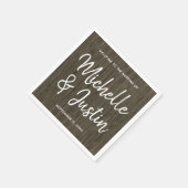 Serviette En Papier Old Wood Mariage Bienvenue Modèle manuscrit (Coin)