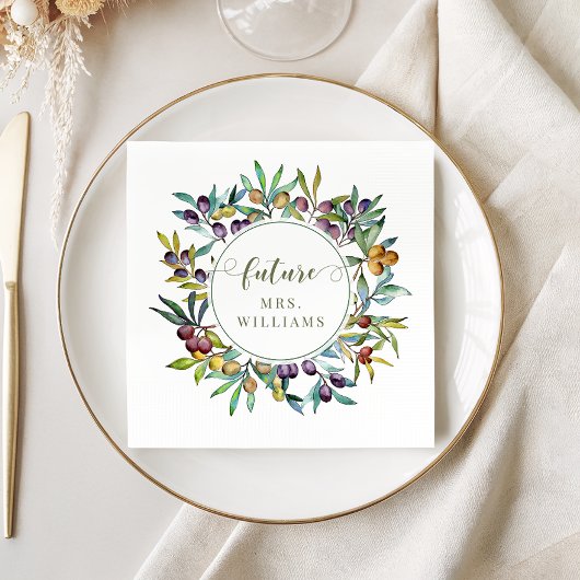 Serviette En Papier Olive Branches Italian Future Mrs Bridal Shower