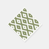 Serviette En Papier Olive green and white diamond pattern (Coin)