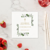 Serviette En Papier Olive Green Botanical Moderne Confirmation (En situation)