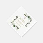 Serviette En Papier Olive Green Botanical Moderne Confirmation (Coin)