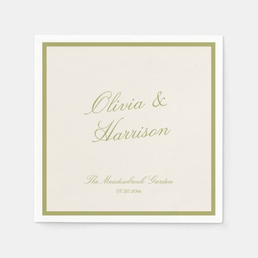 Serviette En Papier Olive Green Classic Wedding (Devant)