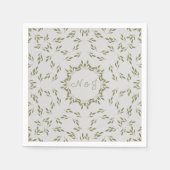 Serviette En Papier Olive Green Feuilles Naturel avoine Rustique Maria (Devant)