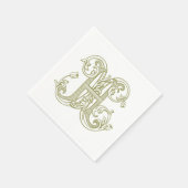 Serviette En Papier Olive Green "H" Monogram Cocktail Napkins (Coin)
