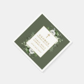 Serviette En Papier Olive Green Rustique Floral Première Communion sai (Coin)