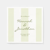Serviette En Papier Olive Green Stripe Wedding (Devant)