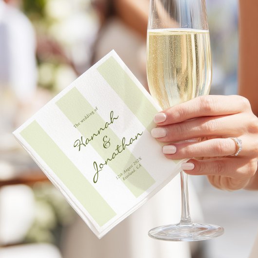 Serviette En Papier Olive Green Stripe Wedding