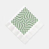 Serviette En Papier Olive Green & White À damiers Motif déformé (Coin)
