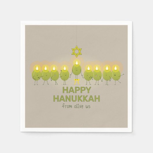 Serviette En Papier Olive Hanoukka Menorah (Devant)