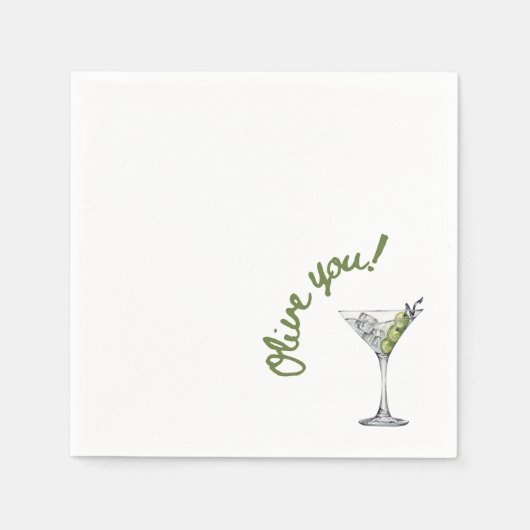 Serviette En Papier Olive Martini "Olive you !" Cocktail serviettes (Devant)