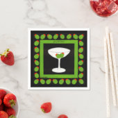 Serviette En Papier Olive Martini Retro Boire Vert Noir Personnalisé (En situation)