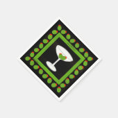 Serviette En Papier Olive Martini Retro Boire Vert Noir Personnalisé (Coin)
