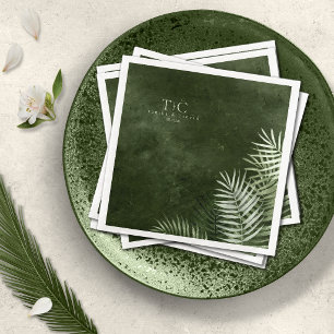 Serviette En Papier Olive Oasis Feuilles de Palmier sur Ardoise ID1324
