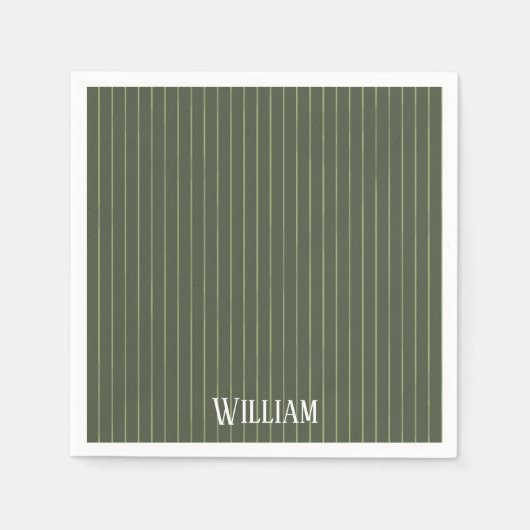 Serviette En Papier Olive Pinstripes (Devant)