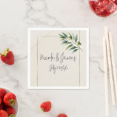 Serviette En Papier Olive vert Olive Leaf Bone Blanc & Or Russe Mariag (En situation)