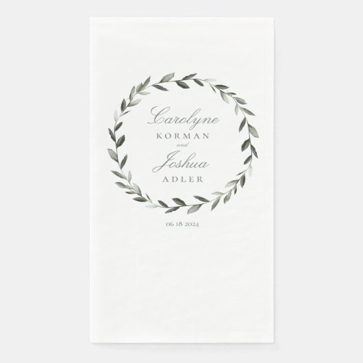 Serviette En Papier Olive Wreath Mariage Dîner élégant (Devant)