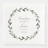 Serviette En Papier Olive Wreath Mariage Élégant (Devant)