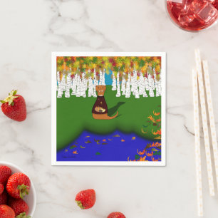 Serviette En Papier Oliver la loutre au lac River Wolf en automne