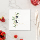 Serviette En Papier Olives botaniques aquarelles (En situation)
