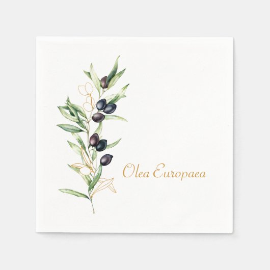 Serviette En Papier Olives botaniques aquarelles (Devant)