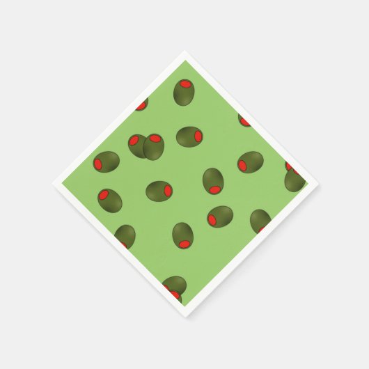 Serviette En Papier Olives de Pimento sur papier d'armature Naples (Coin)