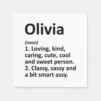 Serviette En Papier OLIVIA Définition Nom personnalisé Amusant Anniver