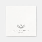 Serviette En Papier Olivia Elegant Grey Monogramme Simple Mariage (Devant)