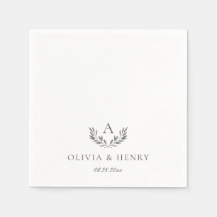 Serviette En Papier Olivia Elegant Grey Monogramme Simple Mariage
