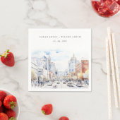 Serviette En Papier Omaha Nebraska Watercolor Landscape Wedding (En situation)