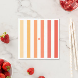 Serviette En Papier Ombre Beach Sunrise Stripe & Monogramme personnali