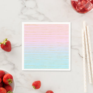 Serviette En Papier Ombre bleu rose avec lignes or minces