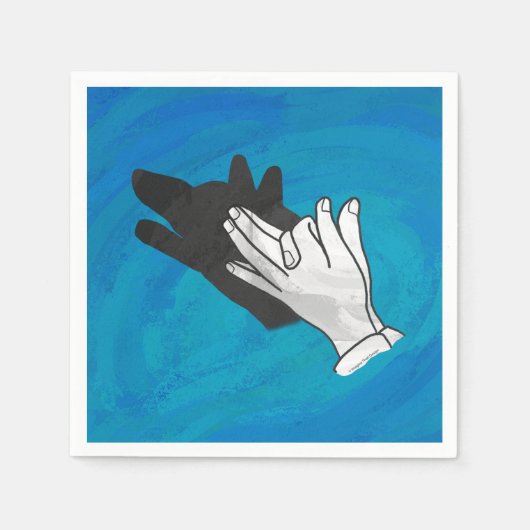 Serviette En Papier Ombre de loup sur bleu (Devant)