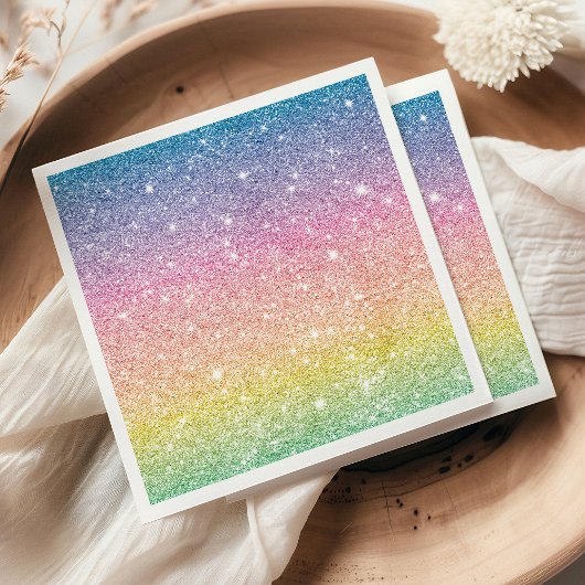 Serviette En Papier Ombre de Parties scintillant arc-en-ciel