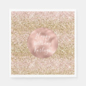 Serviette En Papier Ombre de Parties scintillant brillante fille rose  (Devant)