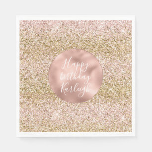 Serviette En Papier Ombre de Parties scintillant brillante fille rose