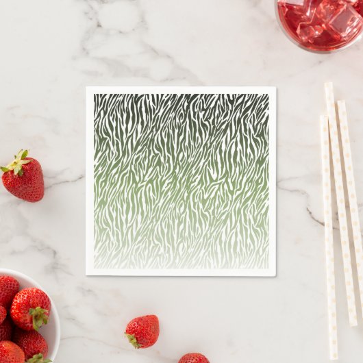 Serviette En Papier Ombre d'impression Wild Green Zebra (En situation)