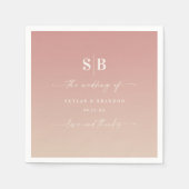 Serviette En Papier Ombre Dusty Rose & Champagne Mariage monogramme (Devant)